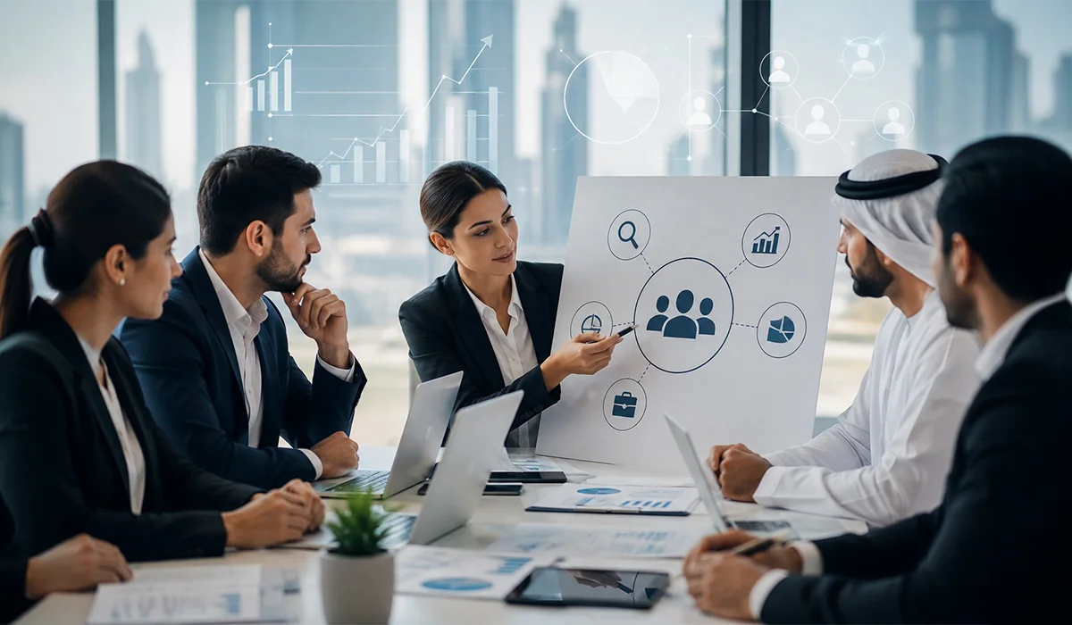 B2B research panels UAE with business professionals discussing purchasing decisions